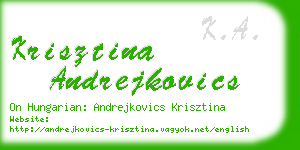 krisztina andrejkovics business card